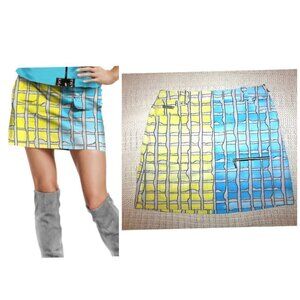 Jamie Sadock Shibori Golf Skirt Grid Print Skort Size 8 Casablanca 11303
